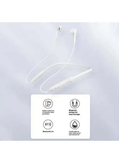 DUDAO U5B Sport Running Neckband Bluetooth Headset Magnetic Wireless HiFi Music Calls Earphone - White