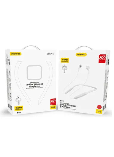 DUDAO U5B Sport Running Neckband Bluetooth Headset Magnetic Wireless HiFi Music Calls Earphone - White