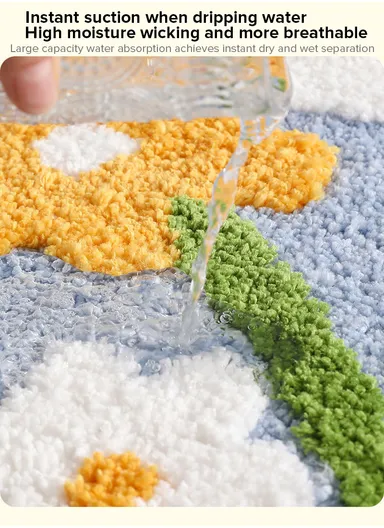 50x80cm Cute Bathroom Mat Machine Washable Super Water Absorbent &amp; Ultra Fluffy Microfiber Bath Rug - Style 2