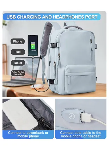 Travel Backpack, Business Backpack, lightweight Backpack For Dacron laptop With charging ports &amp; Boot Attachment, Fashionable Travel Bag (W30 x D20 x H52)cm - Pink