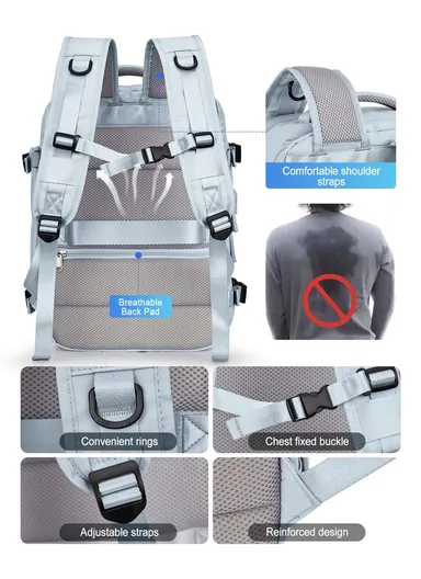 Travel Backpack, Business Backpack, lightweight Backpack For Dacron laptop With charging ports &amp; Boot Attachment, Fashionable Travel Bag (W30 x D20 x H52)cm - Pink