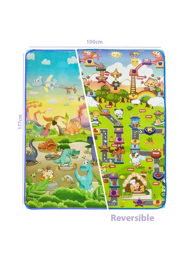 Baby Play Mat Crawling Rug, Soft Floor Mat, Play Activity, Gym, Outdoor, Indoor, Double Sided Non-Slip Reversible Portable for Kids (L177 x W100 x T0.8)cm - Style1