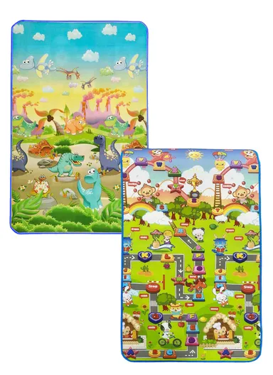 Baby Play Mat Crawling Rug, Soft Floor Mat, Play Activity, Gym, Outdoor, Indoor, Double Sided Non-Slip Reversible Portable for Kids (L177 x W100 x T0.8)cm - Style1