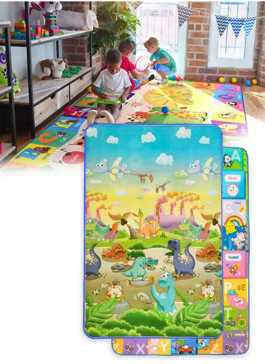 Baby Play Mat Crawling Rug, Soft Floor Mat, Play Activity, Gym, Outdoor, Indoor, Double Sided Non-Slip Reversible Portable for Kids (L178 x W100 x T0.8)cm - Style1