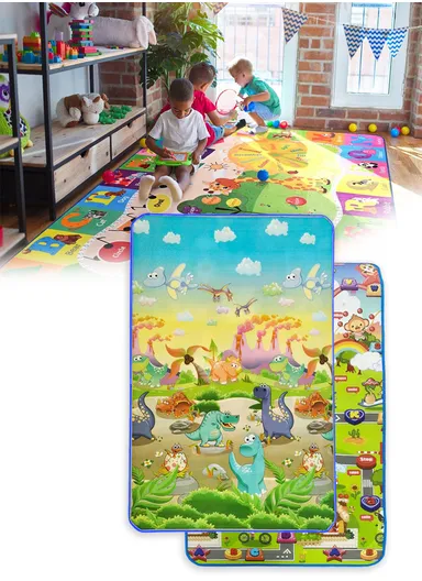 Baby Play Mat Crawling Rug, Soft Floor Mat, Play Activity, Gym, Outdoor, Indoor, Double Sided Non-Slip Reversible Portable for Kids (L178 x W100 x T0.8)cm - Style2