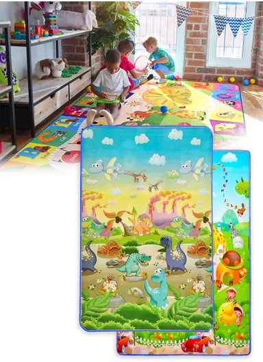 Baby Play Mat Crawling Rug, Soft Floor Mat, Play Activity, Gym, Outdoor, Indoor, Double Sided Non-Slip Reversible Portable for Kids (L178 x W100 x T0.8)cm - Style3