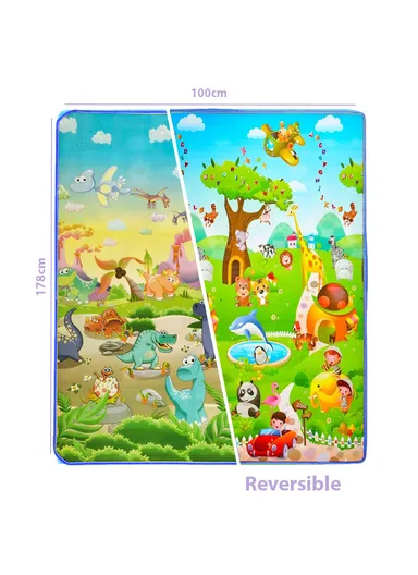 Baby Play Mat Crawling Rug, Soft Floor Mat, Play Activity, Gym, Outdoor, Indoor, Double Sided Non-Slip Reversible Portable for Kids (L178 x W100 x T0.8)cm - Style3