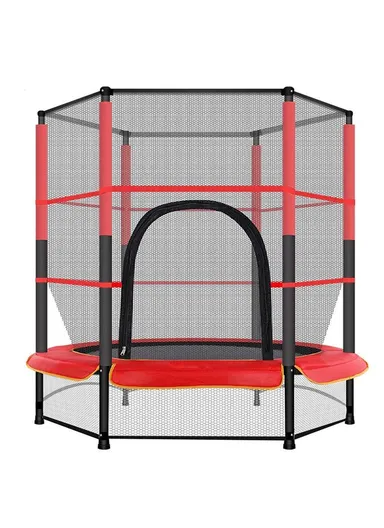 140cm Garden Trampoline Junior With Safety Net-Mesh (D140 x H160)cm LBT55 - Red