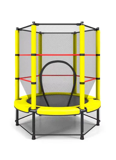 140cm Garden Trampoline Junior With Safety Net-Mesh (D140 x H160)cm LBT55 - Yellow