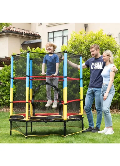 140cm Trampoline 160CM TOTAL HEIGHT 30CM OFF-FLOOR HEIGHT 80KG MAX LOAD With Safety Net-Mesh LBC55 - Blue