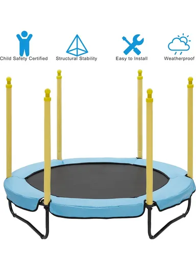 140cm Trampoline With 30cm Off Floor &amp; 150cm Total Height with Basketball Hoop LBA55 - Blue