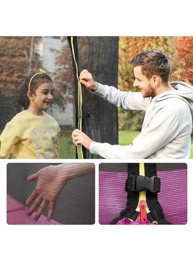 140cm Garden Trampoline with Safety Net-Mesh For Kids 160cm Height 30cm Bed Height LBG55 - Pink &amp; Blue