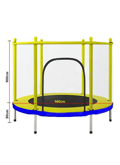 140cm Trampoline With 30cm Off Floor &amp; 130cm Total Height LBL55 - Blue &amp; Yellow