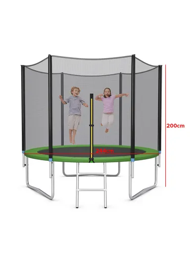 244cm Trampoline 200CM Total Height 50cm Off-Floor Height 150KG Max Load with Ladder &amp; Safety Net-Mesh LB8FT
