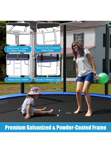 427cm Trampoline 250CM Total Height 70CM Off-Floor Height 150KG Max Load with Ladder &amp; Safety Net-Mesh LB14FT