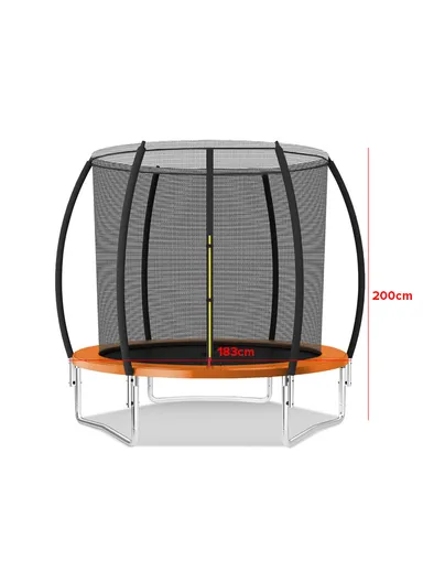 183cm Recreational Trampoline 150kg Max Load 200cm Total Height 46cm Off-Floor Height with Safety Net-Mesh LBD6FT 