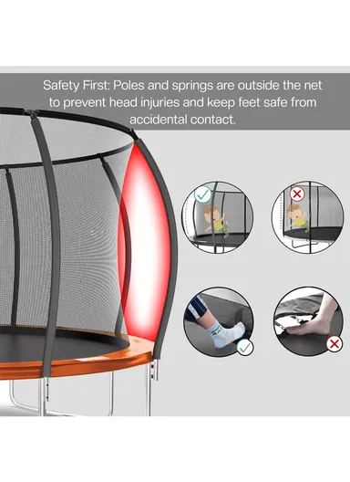 183cm Recreational Trampoline 150kg Max Load 200cm Total Height 46cm Off-Floor Height with Safety Net-Mesh LBD6FT 