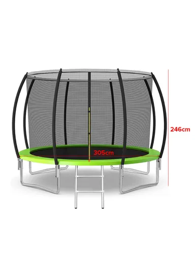 305cm Recreational Trampoline 275kg Max Load 246cm Total Height 68cm Off-Floor Height with Ladder &amp; Safety Net-Mesh LB10FT
