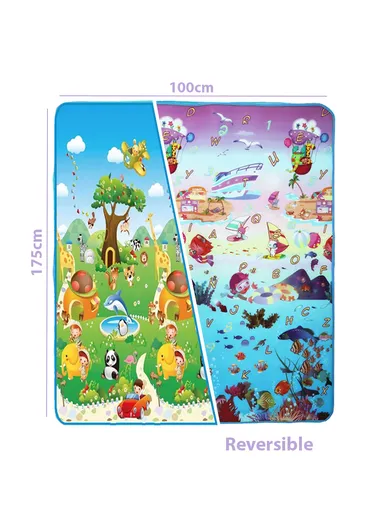 Baby Play Mat Crawling Rug, Soft Floor Mat, Play Activity, Gym, Outdoor, Indoor, Double Sided Non-Slip Reversible Portable for Kids (L175 x W100 x T0.5)cm - Style1