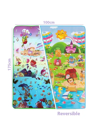 Baby Play Mat Crawling Rug, Soft Floor Mat, Play Activity, Gym, Outdoor, Indoor, Double Sided Non-Slip Reversible Portable for Kids (L175 x W100 x T0.5)cm - Style2