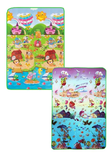 Baby Play Mat Crawling Rug, Soft Floor Mat, Play Activity, Gym, Outdoor, Indoor, Double Sided Non-Slip Reversible Portable for Kids (L175 x W100 x T0.5)cm - Style2