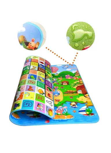 Baby Play Mat Crawling Rug, Soft Floor Mat, Play Activity, Gym, Outdoor, Indoor, Double Sided Non-Slip Reversible Portable for Kids (L175 x W100 x T0.5)cm - Style2
