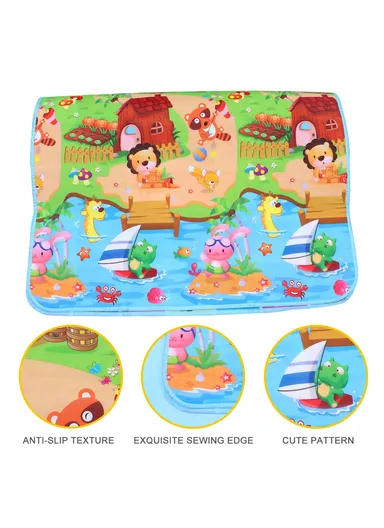 Baby Play Mat Crawling Rug, Soft Floor Mat, Play Activity, Gym, Outdoor, Indoor, Double Sided Non-Slip Reversible Portable for Kids (L175 x W100 x T0.5)cm - Style2