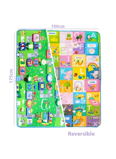 Baby Play Mat Crawling Rug, Soft Floor Mat, Play Activity, Gym, Outdoor, Indoor, Double Sided Non-Slip Reversible Portable for Kids (L175 x W100 x T0.5)cm - Style4