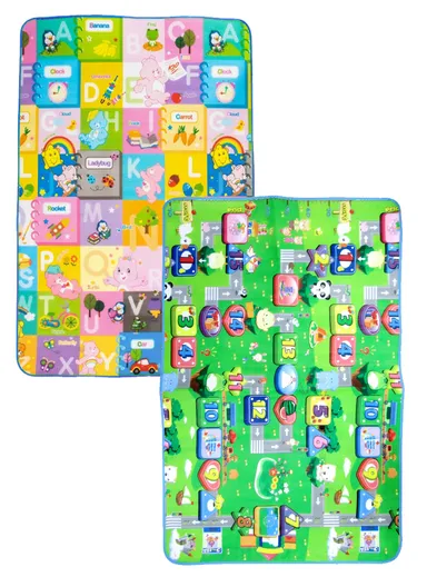 Baby Play Mat Crawling Rug, Soft Floor Mat, Play Activity, Gym, Outdoor, Indoor, Double Sided Non-Slip Reversible Portable for Kids (L175 x W100 x T0.5)cm - Style4