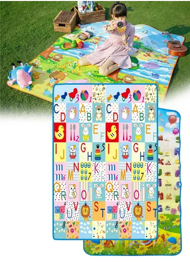 Baby Play Mat Crawling Rug, Soft Floor Mat, Play Activity, Gym, Outdoor, Indoor, Double Sided Non-Slip Reversible Portable for Kids (L175 x W100 x T0.5)cm - Style6