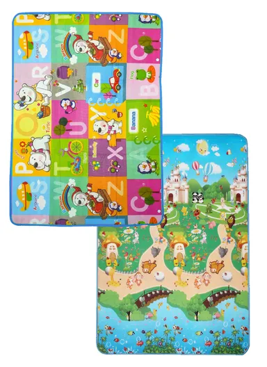 Baby Play Mat Crawling Rug, Soft Floor Mat, Play Activity, Gym, Outdoor, Indoor, Double Sided Non-Slip Reversible Portable for Kids (L175 x W100 x T0.5)cm - Style9