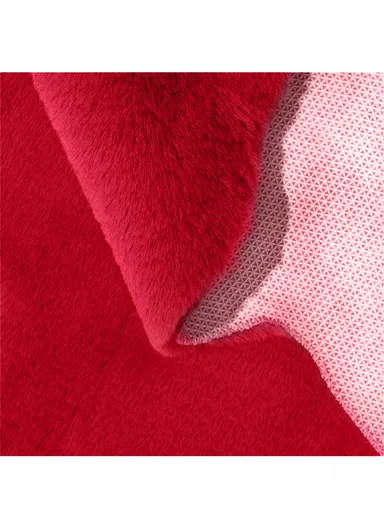 80x50cm Anti-Slip Modern Floor Mat Carpet Faux Fur Rug With Long Hair - Red
