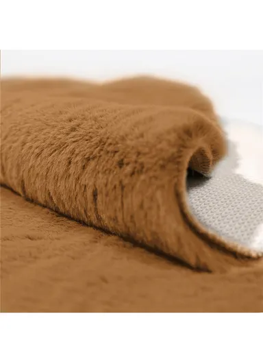 80x50cm Anti-Slip Modern Floor Mat Carpet Faux Fur Rug With Long Hair - Brown