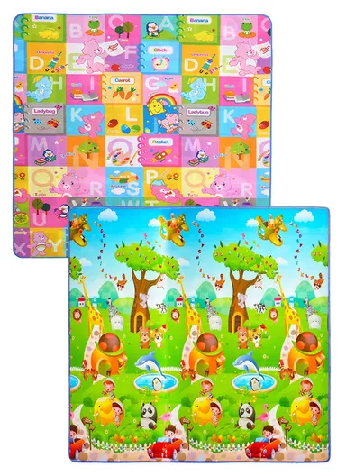 BEST QUALITY  Interactive Playmat Double Side Non-Slip Reversible  with Colorful Designs &amp; Educational Elements For Kids (L178 x W198 x T0.8)cm - Style1