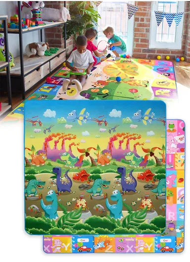 BEST QUALITY Interactive Playmat Double Side Non-Slip Reversible  with Colorful Designs &amp; Educational Elements For Kids (L178 x W198 x T0.8)cm - Style2