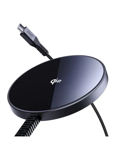 HaloLock Mini Wireless Charger 15W Compatible with MagSafe Charging Pad, 5ft Cable Qi2 - Black