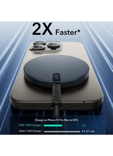 HaloLock Mini Wireless Charger 15W Compatible with MagSafe Charging Pad, 5ft Cable Qi2 - Black