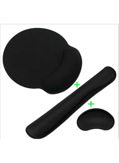 Memory Foam Wrist Armrest Keyboard Mat Mouse Pad for Laptop Computer - 3Pcs/Set