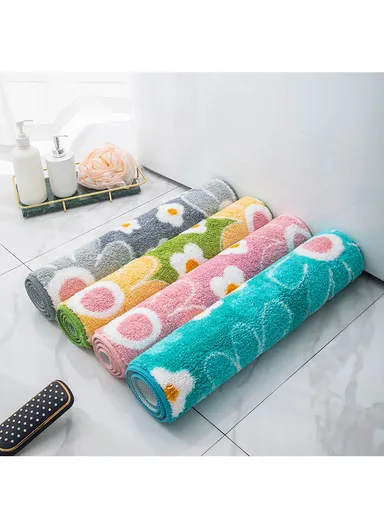 50x80cm Cute Bathroom Mat Machine Washable Super Water Absorbent &amp; Ultra Fluffy Microfiber Bath Rug - Pink