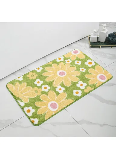 50x80cm Cute Bathroom Mat Machine Washable Super Water Absorbent &amp; Ultra Fluffy Microfiber Bath Rug - Green