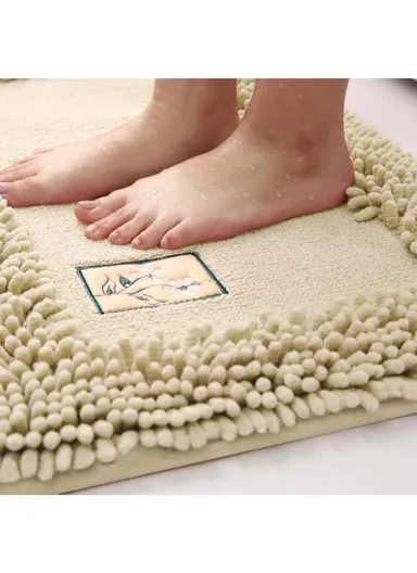 80x50cm Semi-Circular Bathroom Rug, Non-Slip Absorbent Bath Mat, Ultra Soft Microfiber Shower Mat, Fluffy Bath Mat, Machine Washable Bathroom Mat, Soft Cozy Mat - Brown