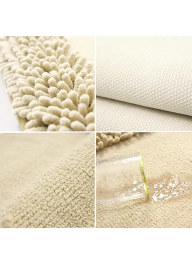 80x50cm Semi-Circular Bathroom Rug, Non-Slip Absorbent Bath Mat, Ultra Soft Microfiber Shower Mat, Fluffy Bath Mat, Machine Washable Bathroom Mat, Soft Cozy Mat - Brown