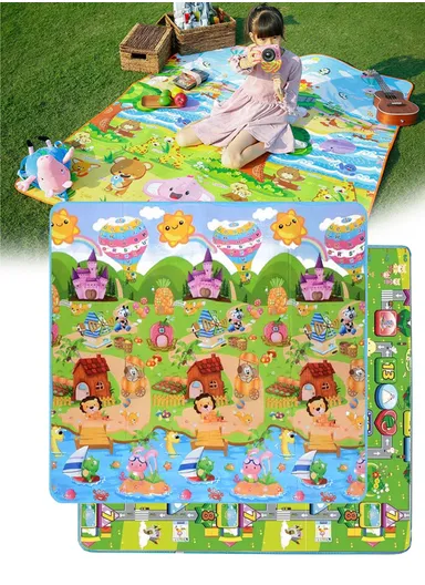 Mats Waterproof Play Mat Crawl Thick Double Sided Non-Slip Reversible Portable Mat Use for Outdoor/Picnic/Beach/Travel (L192 x W177 x T0.5)cm - Style1