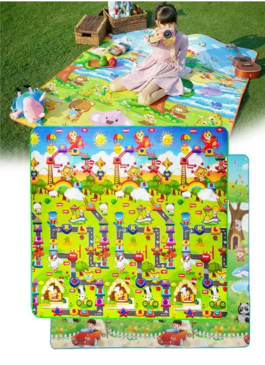 Mats Waterproof Play Mat Crawl Thick Double Sided Non-Slip Reversible Portable Mat Use for Outdoor/Picnic/Beach/Travel (L192 x W177 x T0.5)cm - Style2