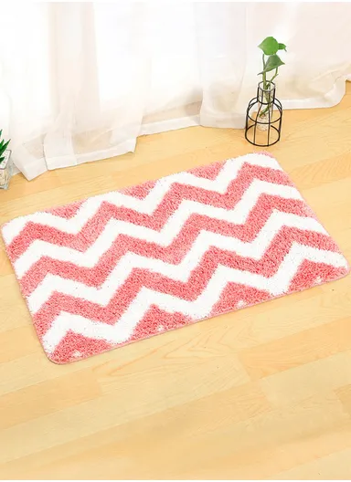 50x80cm Cute Bathroom Mat Machine Washable Super Water Absorbent &amp; Ultra Fluffy Microfiber Bath Rug - Pink