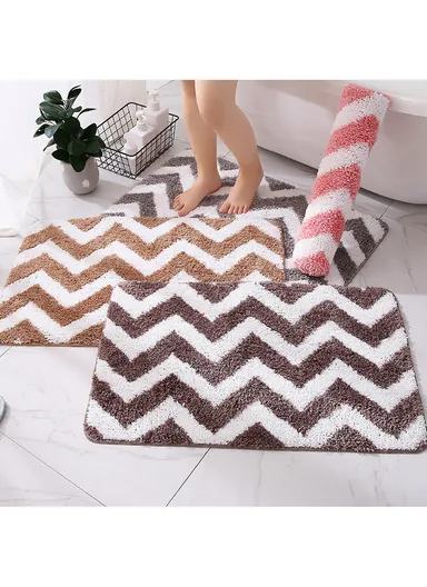50x80cm Cute Bathroom Mat Machine Washable Super Water Absorbent &amp; Ultra Fluffy Microfiber Bath Rug - Beige