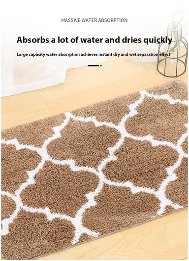 50x80cm Cute Bathroom Mat Machine Washable Super Water Absorbent &amp; Ultra Fluffy Microfiber Bath Rug - Beige