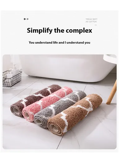 50x80cm Cute Bathroom Mat Machine Washable Super Water Absorbent &amp; Ultra Fluffy Microfiber Bath Rug - Beige