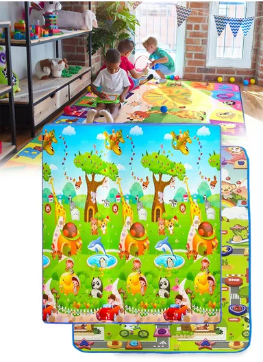 Mats Waterproof Play Mat Crawl Thick Double Sided Non-Slip Reversible Portable Mat Use for Outdoor/Picnic/Beach/Travel (L175 x W147 x T0.8)cm - Style2