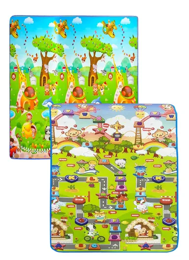 Mats Waterproof Play Mat Crawl Thick Double Sided Non-Slip Reversible Portable Mat Use for Outdoor/Picnic/Beach/Travel (L175 x W147 x T0.8)cm - Style2